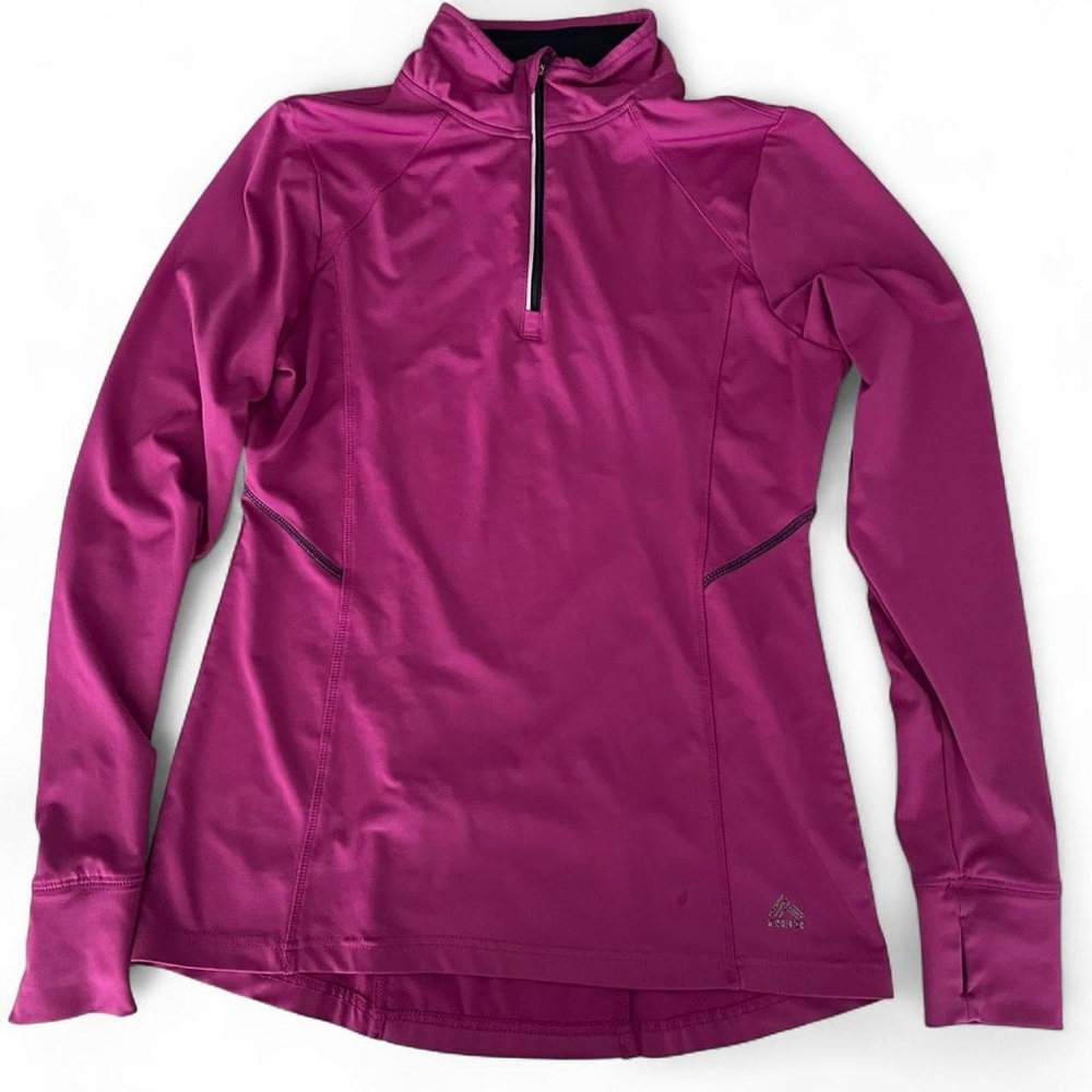 Size: Small I Purple 3/4 Zip Mock
Spandex Pull Over with Thumb Holes